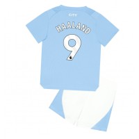 Manchester City Erling Haaland #9 Domáci Detský futbalový dres 2023-24 Krátky Rukáv (+ trenírky)